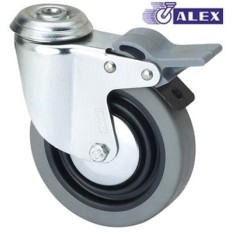 Rueda Gir C/F 080Mm 1-0387 Ag/Pas 060Kg.Liso Gom N/G Bh Pgi