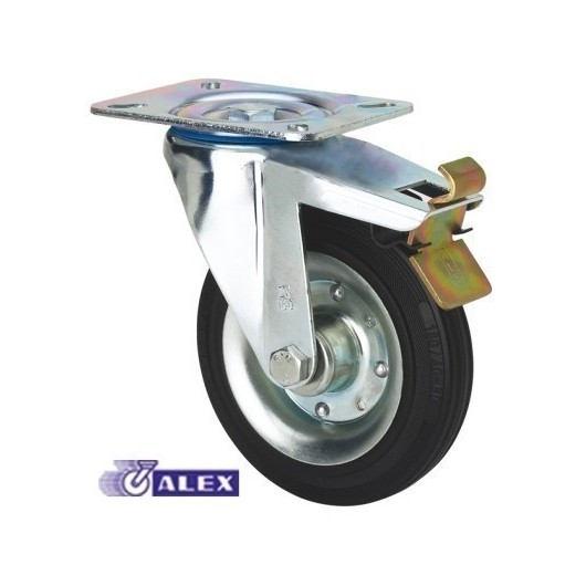 Rueda Gir C/F 125Mm 2-1150 Pl.106X086 140Kg.Liso Gom Neg Zv