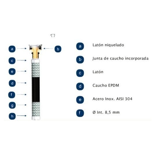 Latiguillo Sanitario Mh 3/8-3/8"-15Cm 20B 110º  Inox