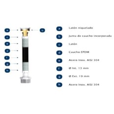 Latiguillo Calefaccion Mh 1/2-1/2"-25Cm 16B 110º Inox Gigante Filnox