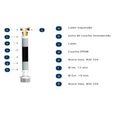 Latiguillo Calefaccion Mh 1/2-1/2"-35Cm 16B 110º Inox Gigante Filnox