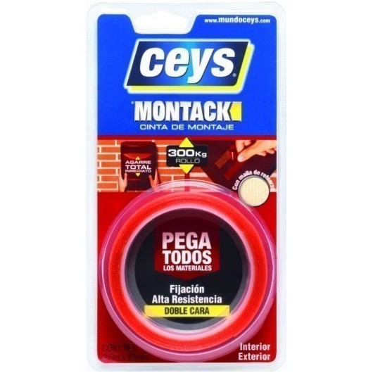 Cinta Adhesiva 19Mmx  2,5Mt Doble Cara  Malla Refuerzo Montack Express Cey