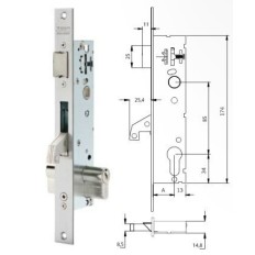 Cerradura Metalica Embutir 25X25Mm 2241Be253Ai Inox Gancho Tesa