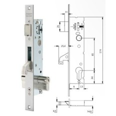 Cerradura Metalica Embutir 25X30Mm 2241Be303Ai Inox Gancho Tesa