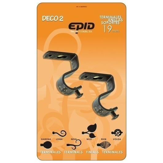 Soporte Barra Cortina 19Mm Techo Metal Neg/Oro Deco 2 Epid 2 Pz