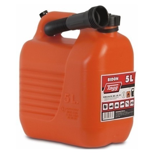 Bidon Trasvase Liquido  Carburante 230X145X257Mm 5Lt Con Canula Plastico Rojo Tayg