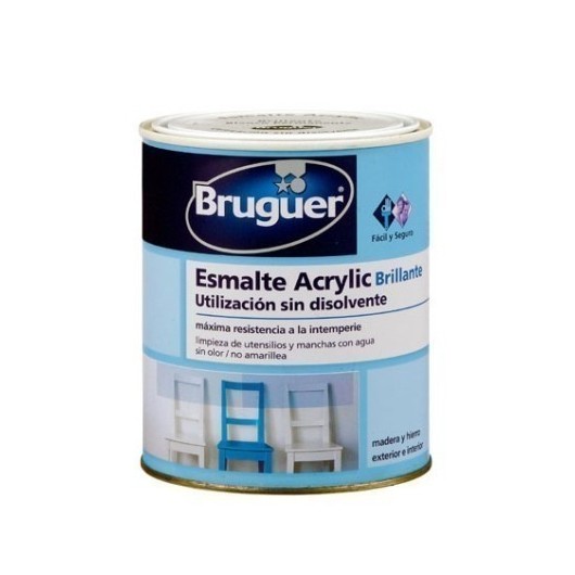 Esmalte Acrilico Brillante 750 Ml Negro Interior/Exterior  Sin Olor Bruguer