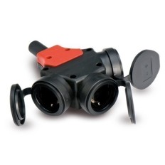 Adaptador Electricidad Tt 16A-250V Triple Ip44 Negro Famat