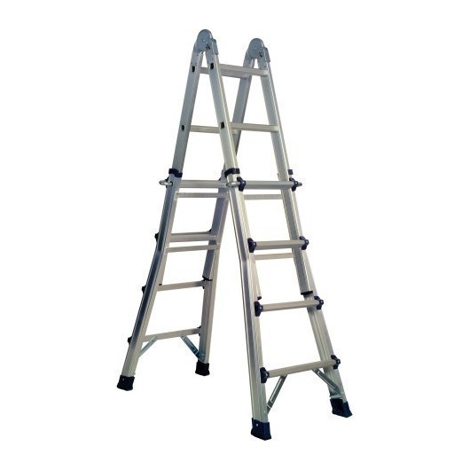 Escalera Industrial Multiusos Tijera 4,16Mt 8+8 Telescopica  Aluminio  Excell Cody