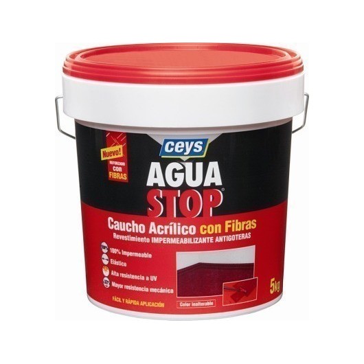 Pintura Impermeabilizante Caucho/Acrilico 5 Kg Gris Fibra  Aguastop 