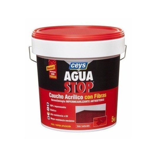 Pintura Impermeabilizante Caucho/Acrilico 5 Kg Blanco Fibra  Aguastop 