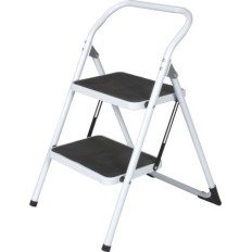 Escalera Domestica Tijera 0,47Mt 2 Peldaños 38X26 Barandilla Baja Acero Blanco Cody