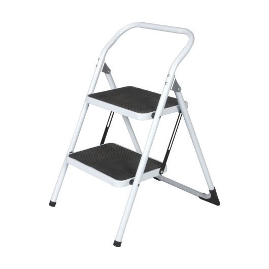 Escalera Domestica Tijera 0,47Mt 2 Peldaños 38X26 Barandilla Baja Acero Blanco Cody