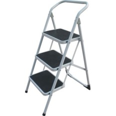 Escalera Domestica Tijera 0,73Mt 3 Peld.38X26 Barandilla Baja Acero Blanco Cody