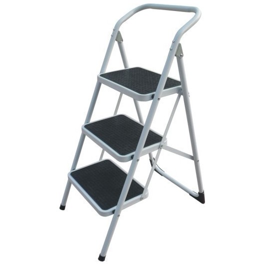 Escalera Domestica Tijera 0,73Mt 3 Peld.38X26 Barandilla Baja Acero Blanco Cody