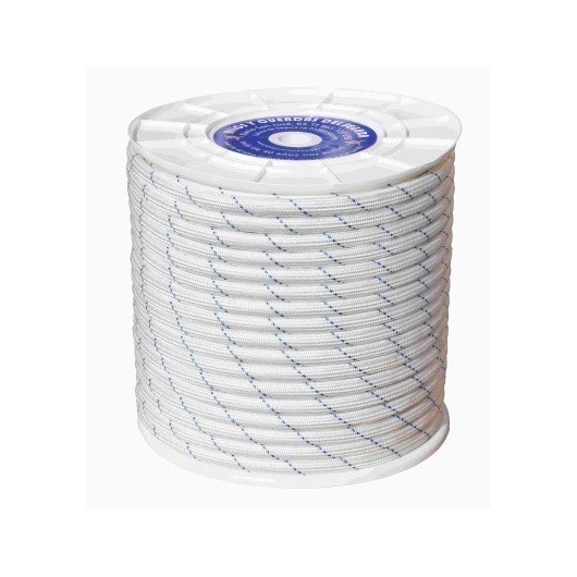 Cuerda Trenzada  Doble 08Mm Polipropileno Blanco/Azul Hyc 200 Mt