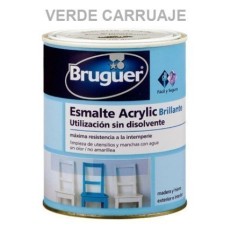 Esmalte Acrilico Brillante 250 Ml Verde Carruaje Interior/Exterior  Sin Olor Bruguer