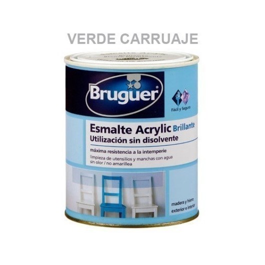 Esmalte Acrilico Brillante 250 Ml Verde Carruaje Interior/Exterior  Sin Olor Bruguer