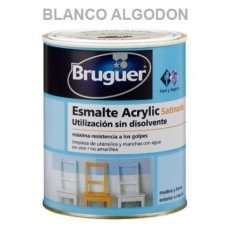 Esmalte Acrilico Satinado  250 Ml Blanco/Algodon Interior/Exterior  Sin Olor Bruguer