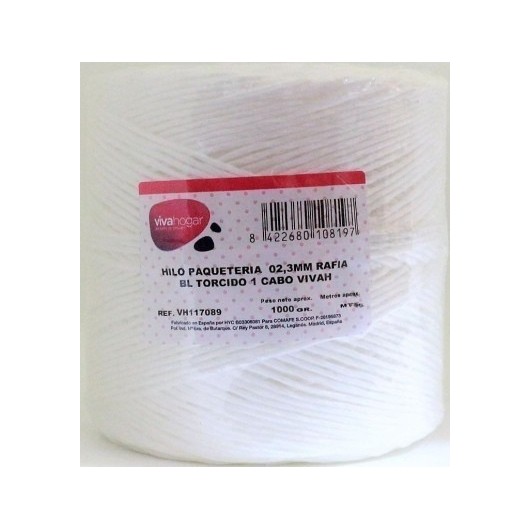 Hilo Paqueteria 1000Gr 02,3Mm Rafia Blanco  Torcido 1 Cabo Vivah