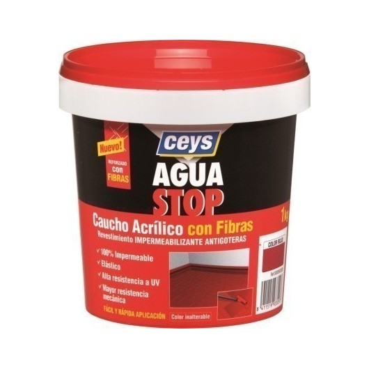 Pintura Impermeabilizante Caucho/Acrilico 1 Kg Gris Fibra  Aguastop 