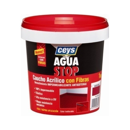 Pintura Impermeabilizante Caucho/Acrilico 1 Kg Blanco Fibra  Aguastop 