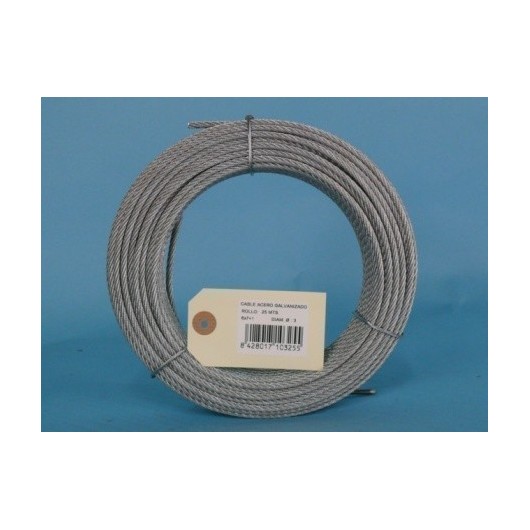 Cable Acero Galv 6X7+1 3Mm Cursol 25 Mt