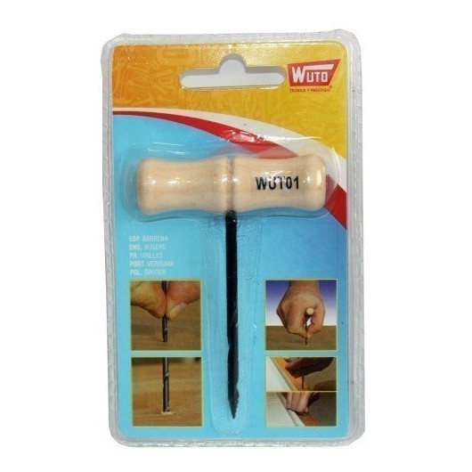 Barrena Carpintero Mango Madera 2Mm Corte Vaciado Nº1 Mango Madera Wuto