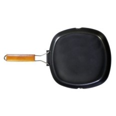 Grill Plancha 28X28Cm Liso Mango Abatible  Aluminio/Fundido  Ecostone Cookware