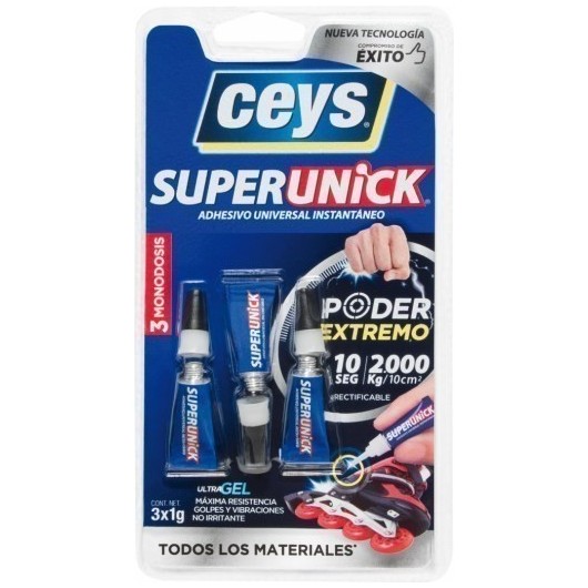 Pegamento Instantaneo Gel 1 Gramo Unick 3 Tubos Ceys