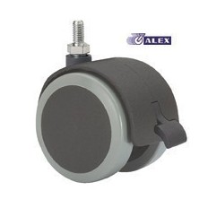 Rueda Giratoria Dble Con Freno 050Mm 1-0646 Esp.Ros 050Kg Pu N/G Dk Alex