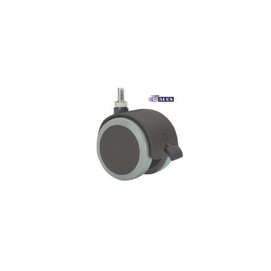 Rueda Giratoria Dble Con Freno 050Mm 1-0646 Esp.Ros 050Kg Pu N/G Dk Alex