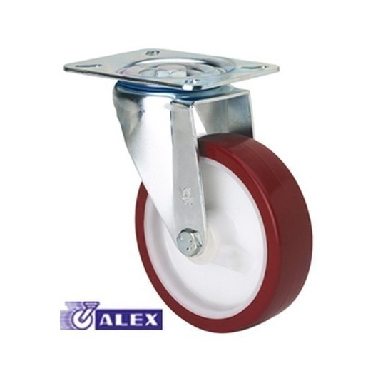Rueda Gir Sin Freno 100Mm 2-2356 Pl.106X086 150Kg.Liso Pu B/
