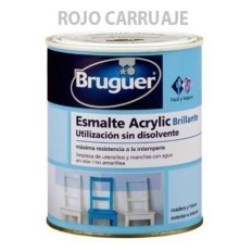 Esmalte Acrilico Brillante 250 Ml Rojo Carruaje Interior/Exterior  Sin Olor Bruguer