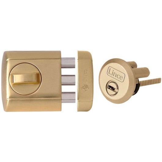 Cerrojo Sobreponer 7X75+26X24Mm 4930-Hl Dorado Con Llave Lince