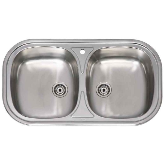 Fregadero Cocina Ovalado 80X45Cm 2 Senos Inox Practic
