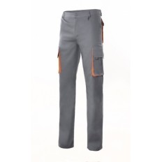 Pantalon Trabajo T50 Con Pinza Tergal Gris/Naranja Velilla