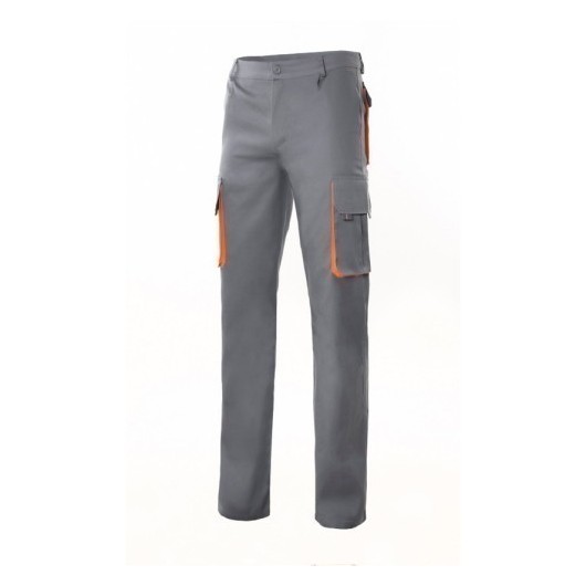 Pantalon Trabajo T54 Con Pinza Tergal Gris/Naranja Velilla