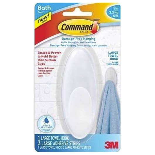 Colgador Hogar Adhesivo ReutilizaBlancoe Toallas Ovalado Plastico Blanco Command 3M