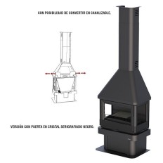 Chimenea Metalica Tres Cristales Con Turbina  Modelo Lisboa-3C