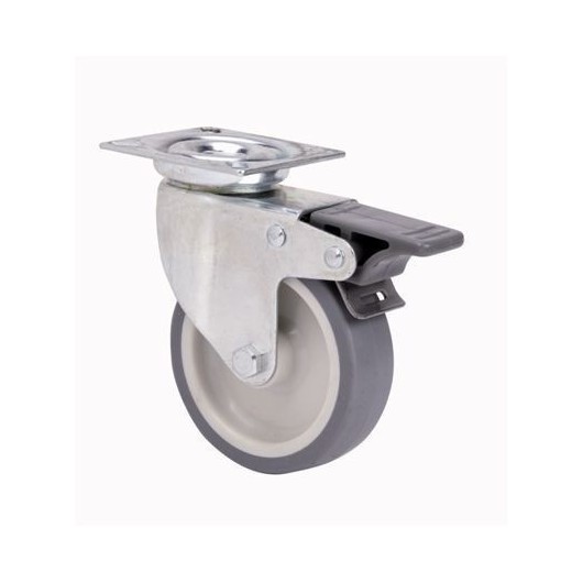 Rueda Giratoria Con Freno 080Mm Tw0239 Pl. 060Kg Goma Gr Alex
