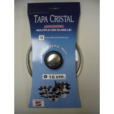 Tapa Bateria Cocina 16Cm Valvula Ventilacion Aro Inox-Cristal Tecnhogar