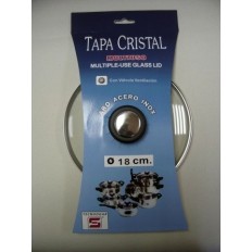 Tapa Bateria Cocina 18Cm Valvula Ventilacion Aro Inox-Cristal Tecnhogar