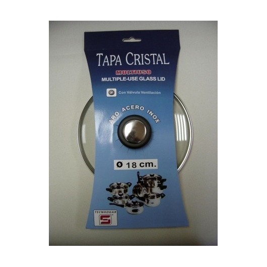 Tapa Bateria Cocina 18Cm Valvula Ventilacion Aro Inox-Cristal Tecnhogar