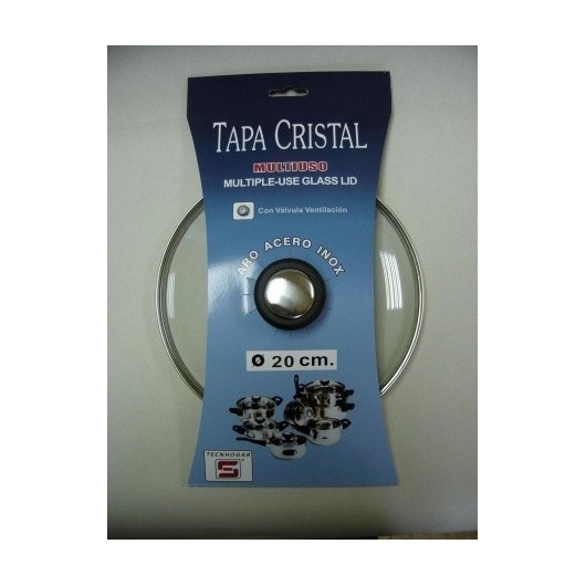 Tapa Bateria Cocina 20Cm Valvula Ventilacion Aro Inox-Cristal Tecnhogar