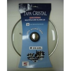 Tapa Bateria Cocina 26Cm Valvula Ventilacion Aro Inox-Cristal Tecnhogar