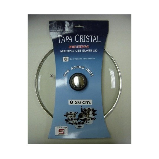 Tapa Bateria Cocina 26Cm Valvula Ventilacion Aro Inox-Cristal Tecnhogar