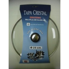 Tapa Bateria Cocina 28Cm Valvula Ventilacion Aro Inox-Cristal Tecnhogar