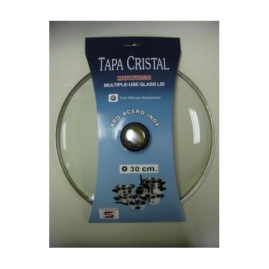 Tapa Bateria Cocina 30Cm Valvula Ventilacion Aro Inox-Cristal Tecnhogar