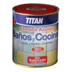 Esmalte Sintetico  Satinado 750 Ml Blanco  Azulejos  Cocina/Baño Titan
